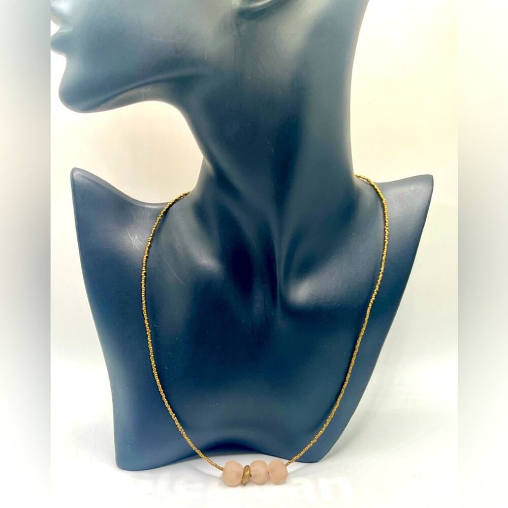 Akola HSN clear stone and gold tone beaded necklace